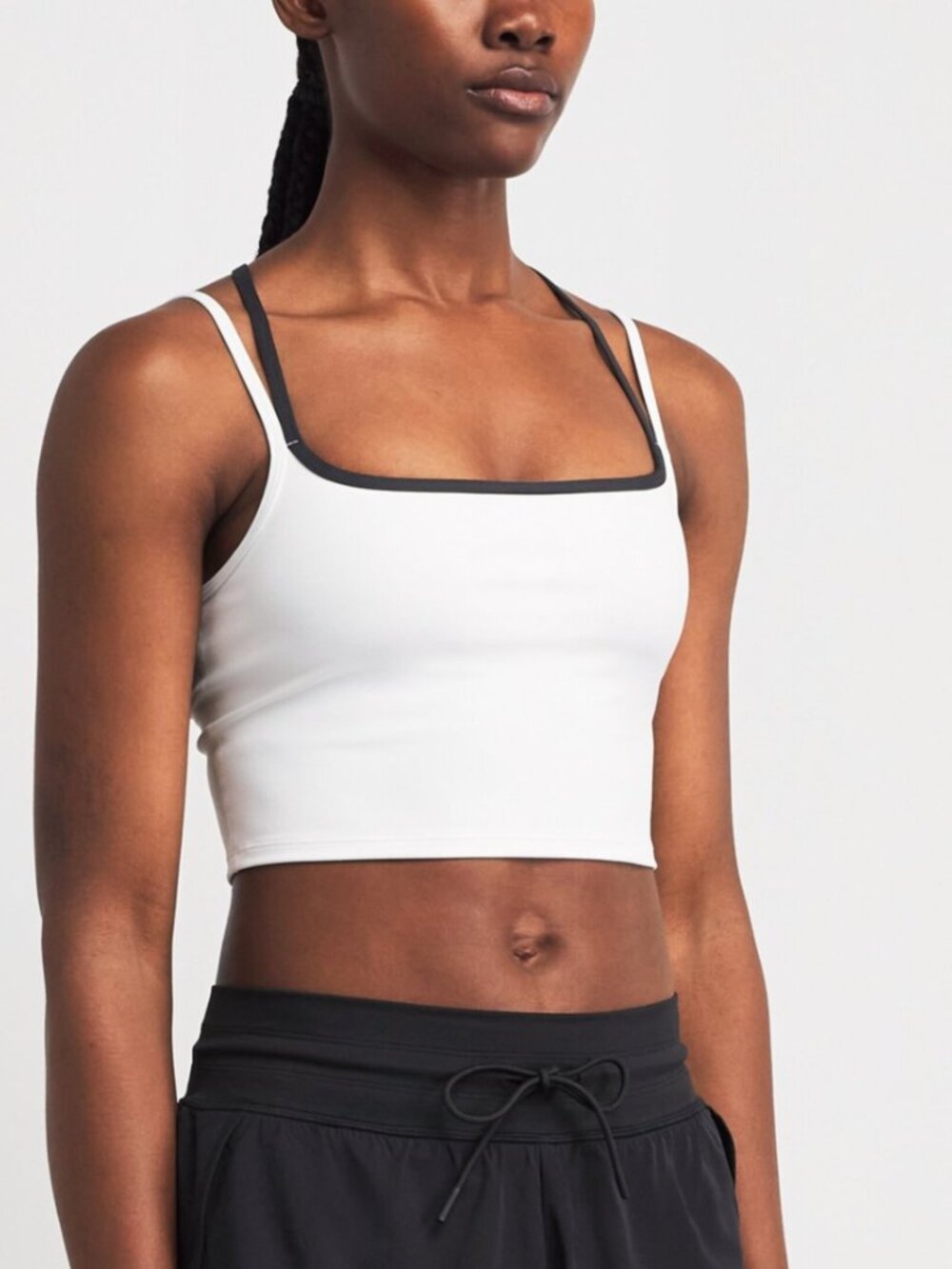 Vuori Daily Layered Tank Regatta White Black Low Support Yoga Gym Size M NWT